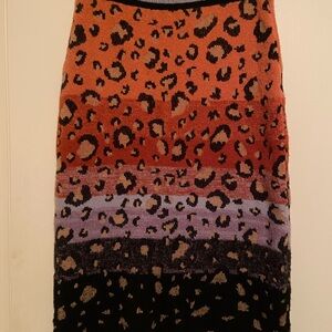 Anthropologie Leopard Print Pencil Skirt in Orange and Purple